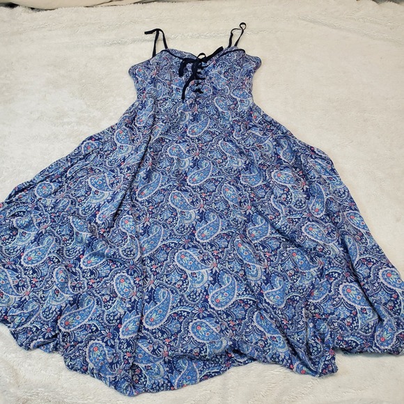 Alythea Romantic Paisley Floral Corset Preppy Casual Sleeveless Maxi Dress M - Picture 1 of 9